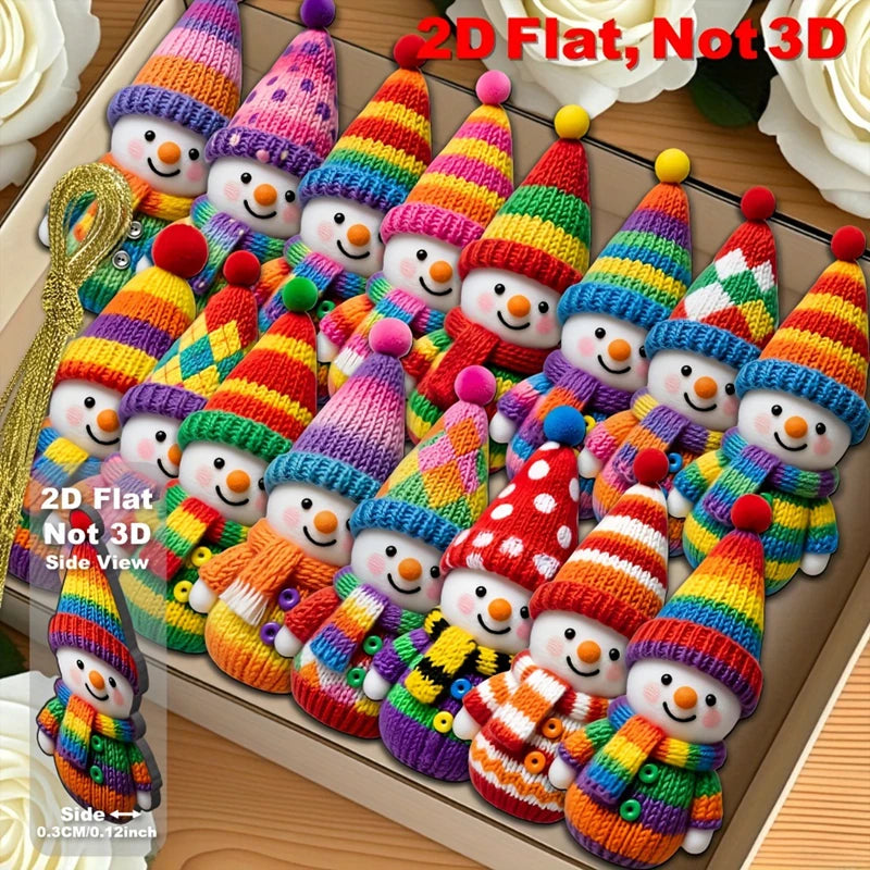 16pcs Snowman Wooden Christmas Ornaments – Xmas & New Year Decor Christmas Tree Ornaments Babs