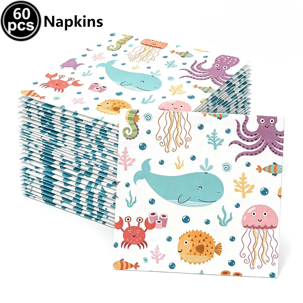 Ocean Animals Birthday Party Supplies Kit – Plates, Cups & More Party Supplies Kit Babs army green as show