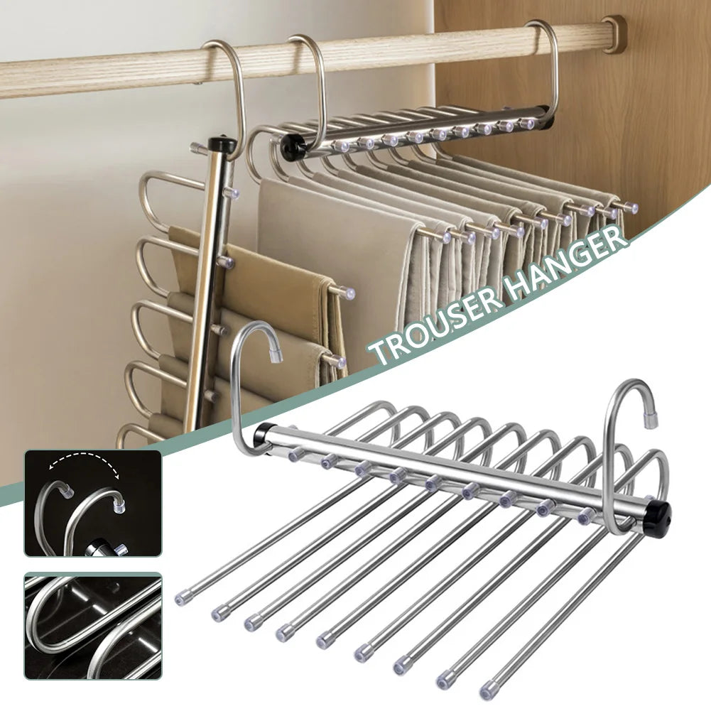 Stainless Steel Pants Hanger 5/9 Tier – Space-Saving Closet Organizer Pants Hanger Organizer Babs