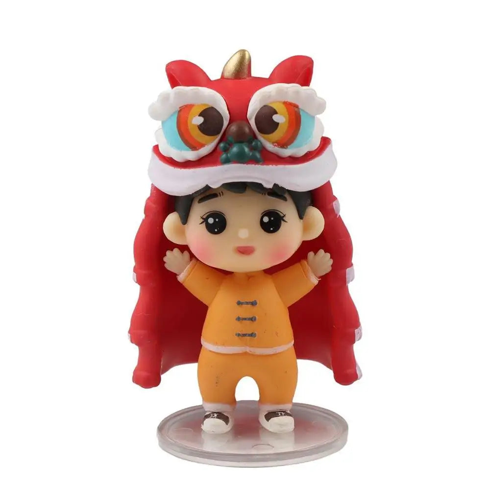 Chinese New Year Lion Dance Doll Ornament & Cake Topper Festive Figurine Ornament Babs A