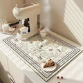 Diatom Mud Coffee Machine Mat – Quick-Dry Dish Drying Pad Dish Drying Mat Babs Beige Flower 40X50CM