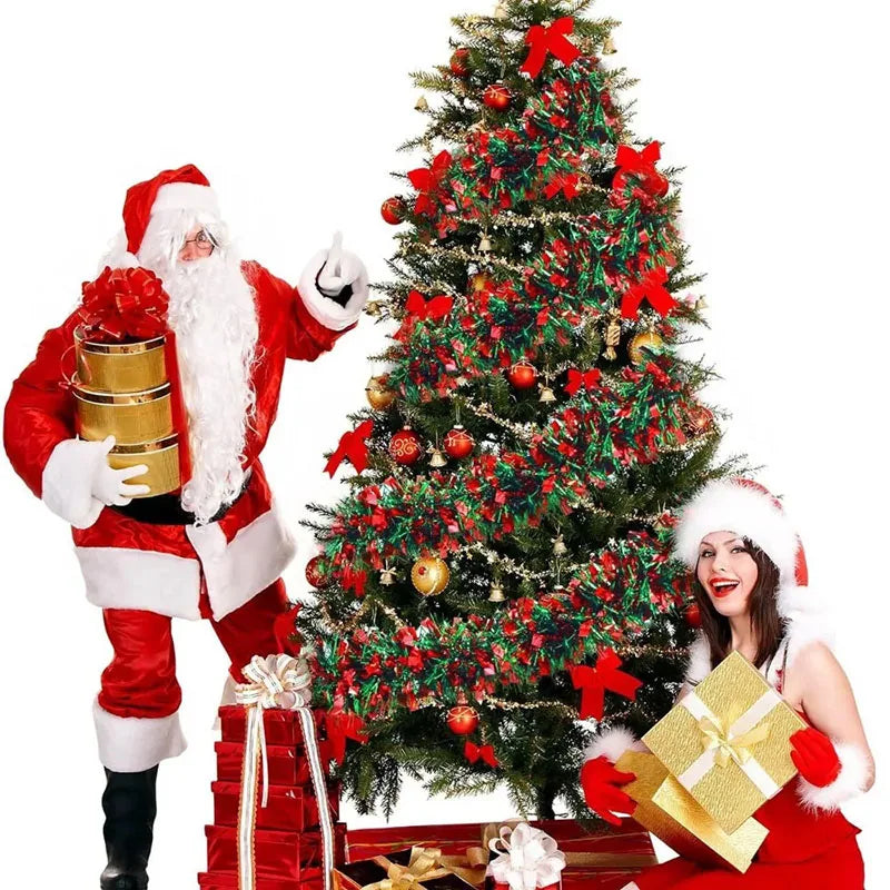 Christmas Tinsel Garland Red Green Strip Ribbon 2M – 1/3/5 Pcs Christmas Tinsel Garland Babs