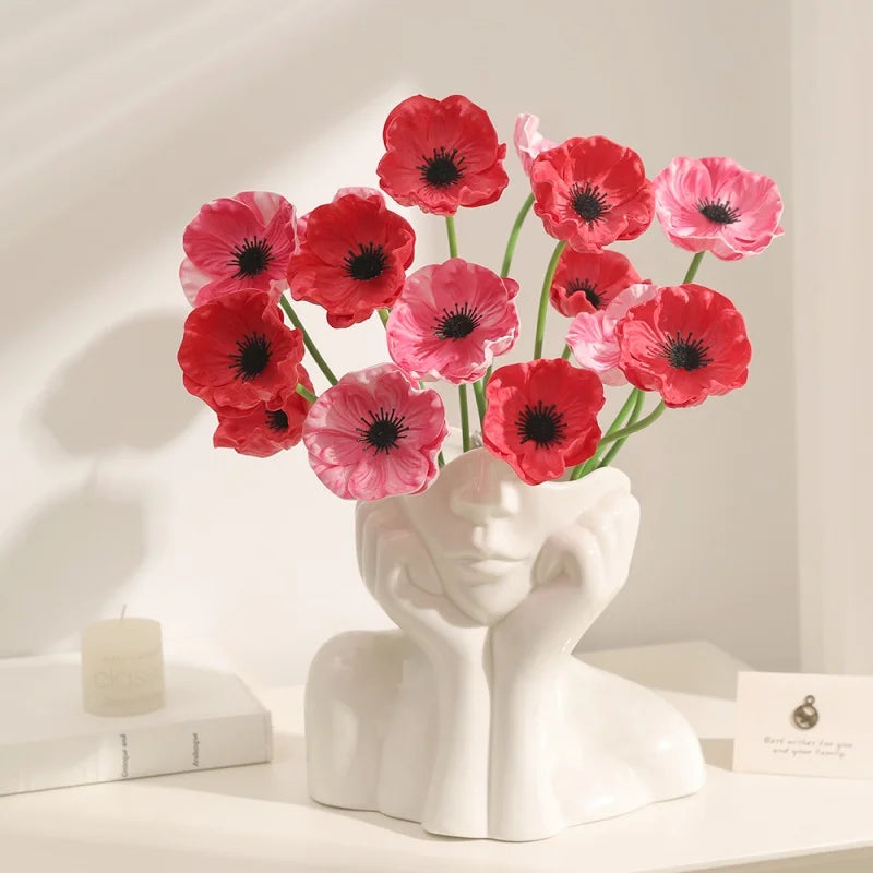 3-Pack Silk Artificial Rose & Poppy Flower Heads for Wedding Decor Artificial Flower Heads Babs