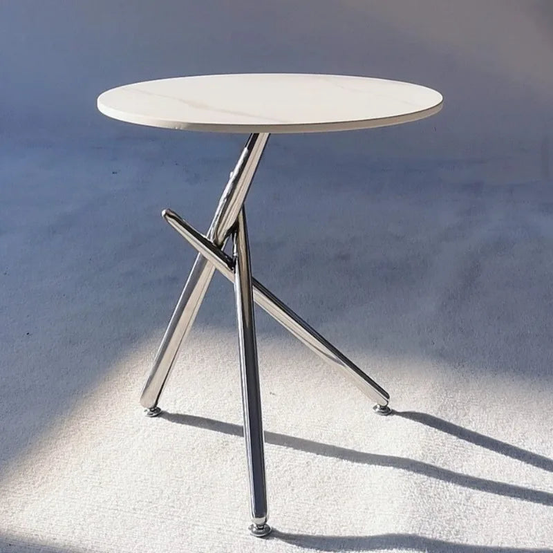Modern Round Side Table – Stainless Steel & Rock Slab Top Round Side Table Babs