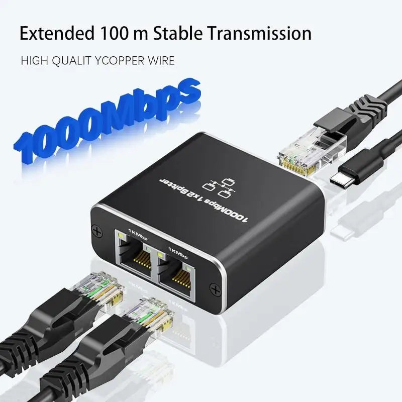 RJ45 Gigabit Ethernet Splitter 1 to 2 – 1000Mbps Network Switch Ethernet Network Switch Babs