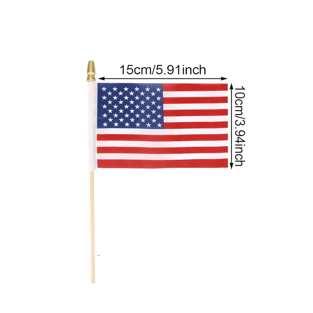 3-Pack Mini American Flags with Poles – 4th of July Decor Mini Hand-Waving Flags Babs