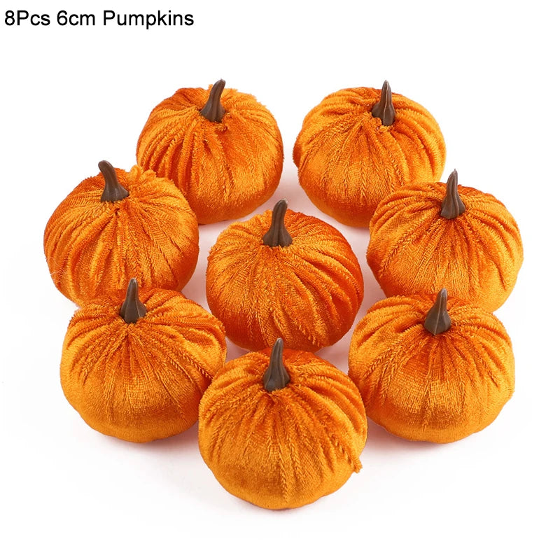 Flannel Artificial Pumpkins – Halloween & Thanksgiving Decor Artificial Pumpkin Decor Babs 8pcs set 1