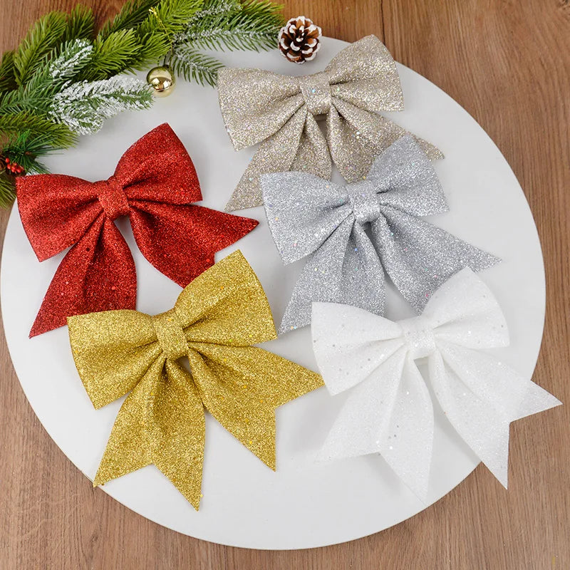 Large Glitter Christmas Bow Ornament – Red & Gold Xmas Decor Christmas Bow Ornament Babs