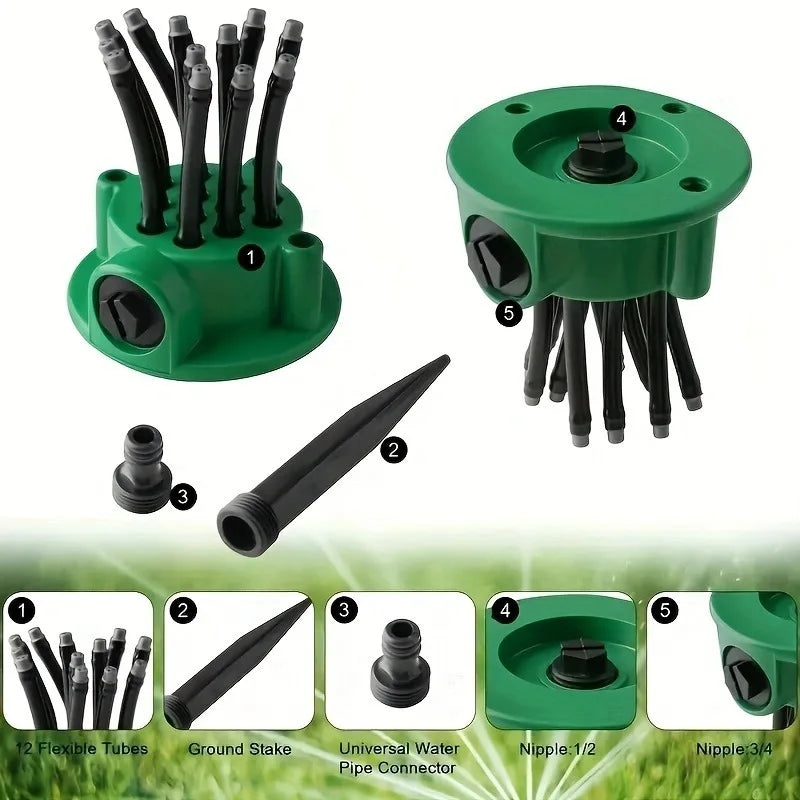 360° Rotating Garden Sprinkler – Multi-Head Lawn Watering Nozzle Garden Sprinkler Babs