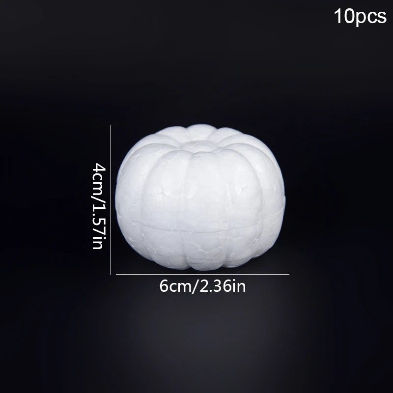 10-Pack White Foam Pumpkins – DIY Halloween Craft Decoration Foam Craft Pumpkins Babs 4x6cm