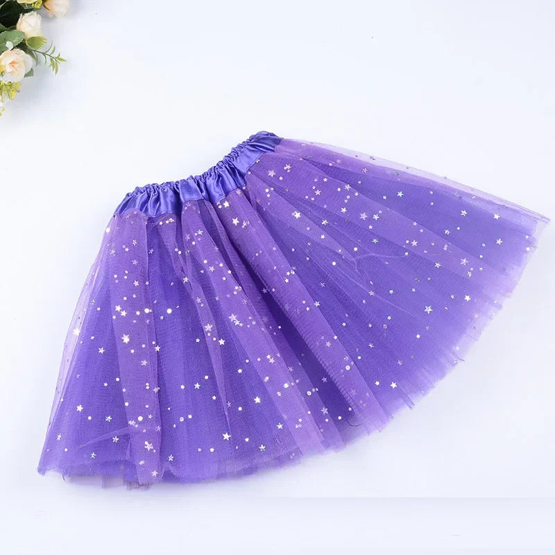Girls Pink Tutu Skirt | Princess Party & Birthday Ball Gown Girls Tutu Skirt Babs star purple for 6-10 years old