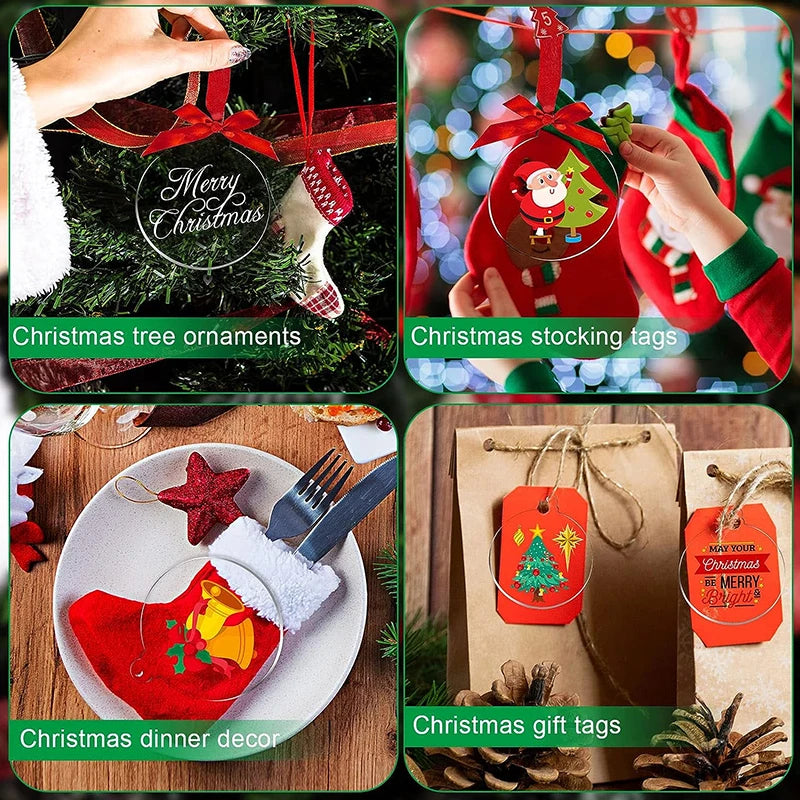10pcs Clear Acrylic Disc DIY Christmas Tree Ornaments Crafts DIY Ornament Blanks Babs
