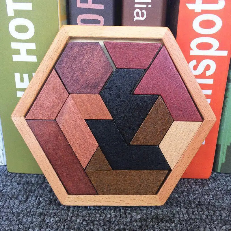 Hexagonal Wooden Geometric Jigsaw Puzzle Board – Educational Toy Wooden Jigsaw Puzzle Babs