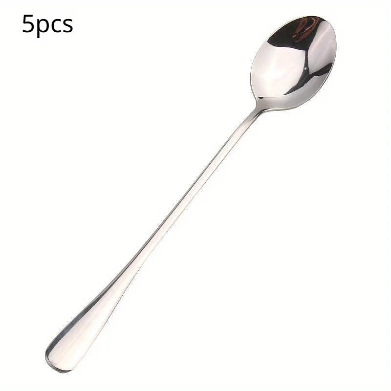 5-Piece Stainless Steel Long Handle Spoon Set | Dishwasher Safe Kitchen Spoon Set Babs 5pcs