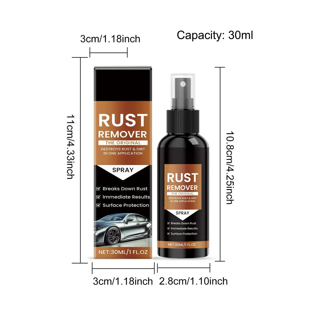 Rust Remover Spray for Car Wheels & Metal Surfaces — 30ml Rust Remover Spray Babs
