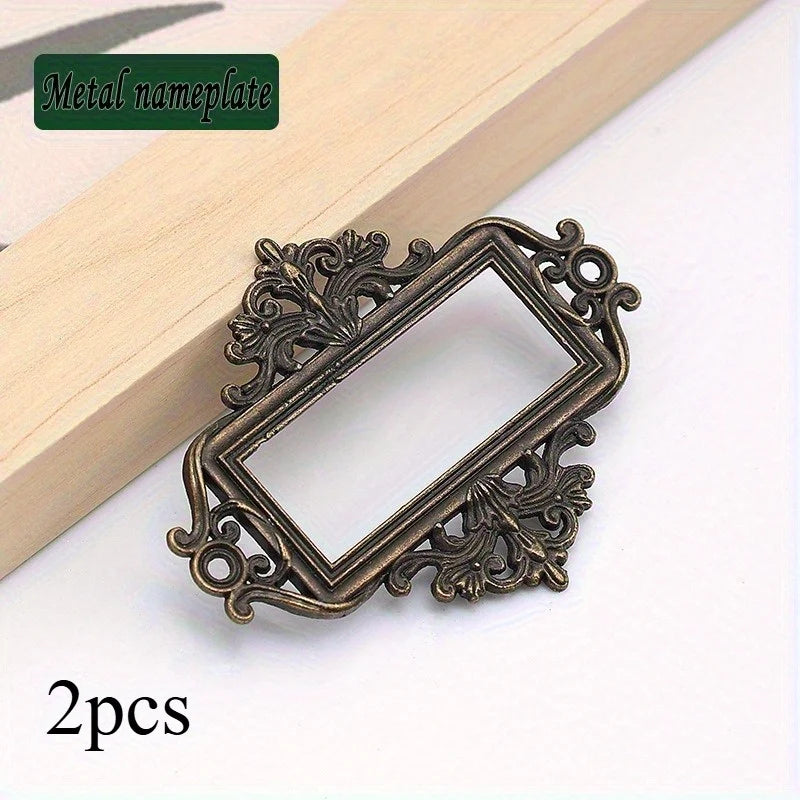 Vintage Lace Zinc Alloy Card Frame Drawer Label Slot Holder Card Frame Holder Babs Bronze-2pcs