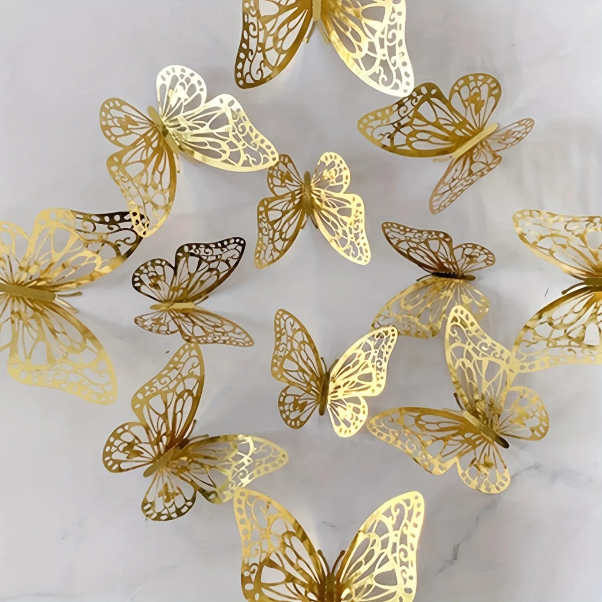 12pcs 3D Butterfly Wall Stickers – Home & Room Decor Wall Sticker Set Babs Gold