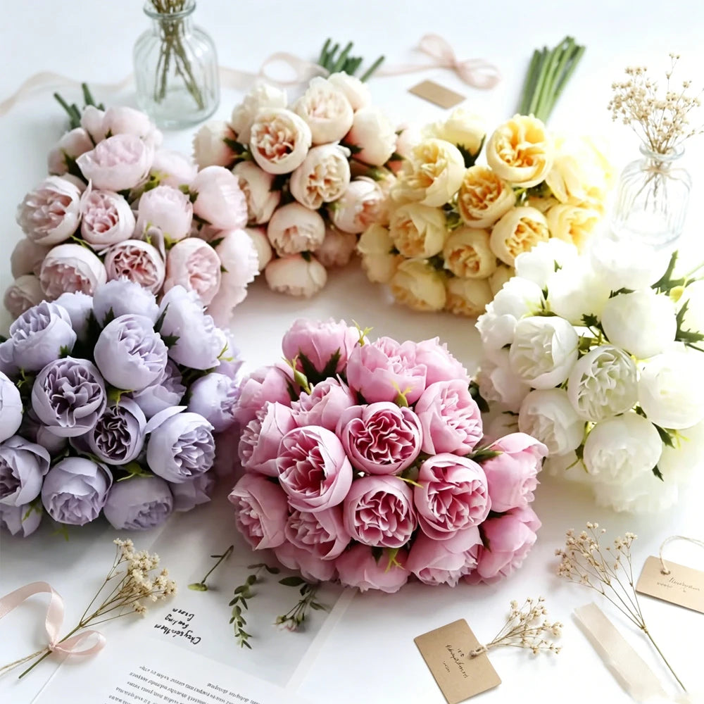 27-Head Peony Artificial Silk Flower Bouquet – Wedding Decor Artificial Flower Bouquet Babs