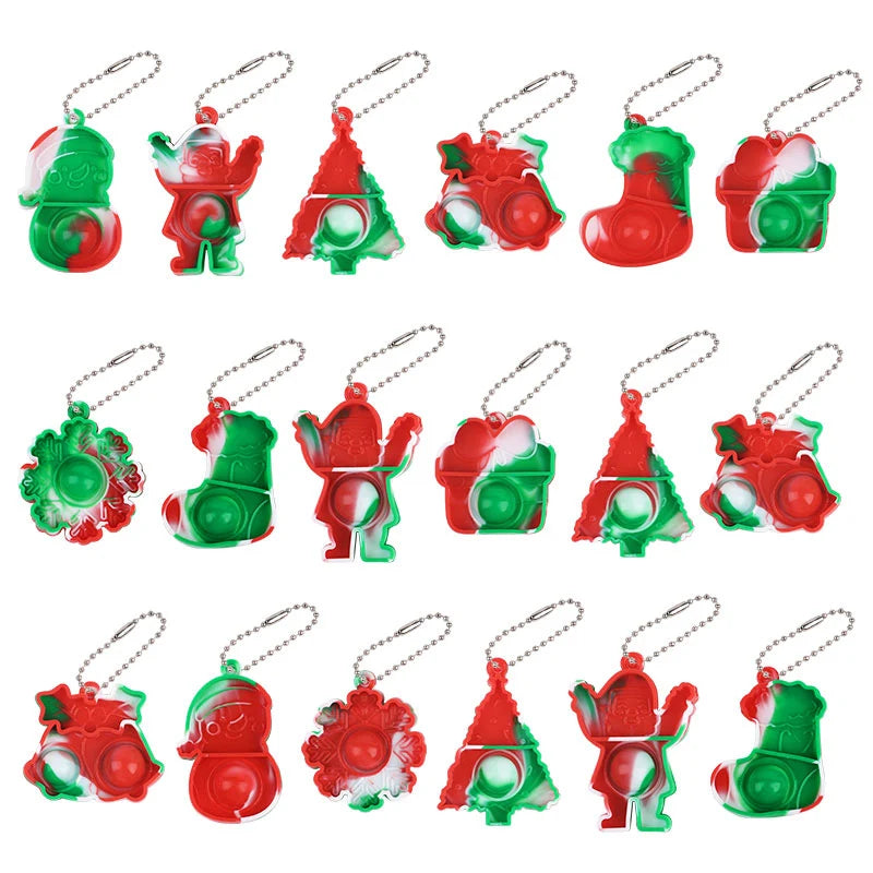 Christmas Pop Keychains Santa Snowflake Xmas Tree Ornaments Christmas Ornaments Babs A 20Pcs