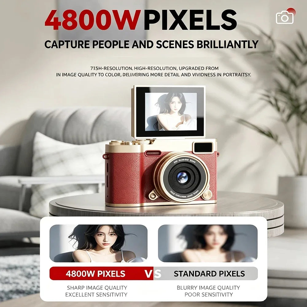 KEBIDUMEI 48MP CCD Digital Camera 1080P HD Flip Screen 16X Zoom Digital Camera Babs