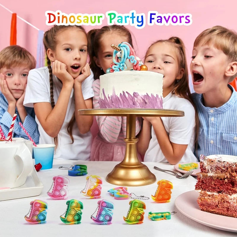Mini Dinosaur Pop Keychain Fidget Toys – 10/20pc Party Favors Fidget Keychain Toy Babs