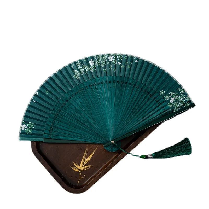 Bamboo Folding Fan – Retro Chinese Hanfu Qipao Dance Fan Decorative Folding Fan Babs