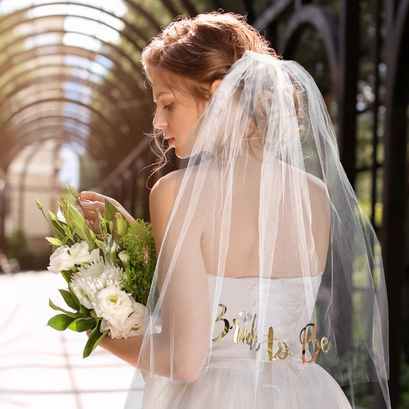 Bride To Be White Veil with Comb | Bachelorette Party Accessory Bridal Veil Accessory Babs