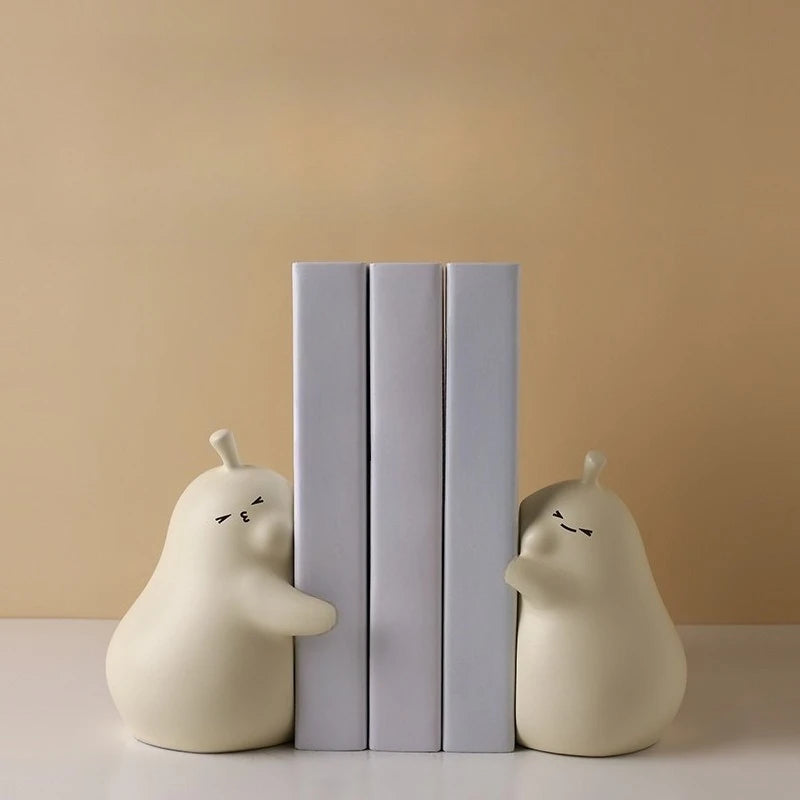 Ceramic Hug Pear Bookends – Cute Home Decor Ornament Gift Decorative Bookends Babs