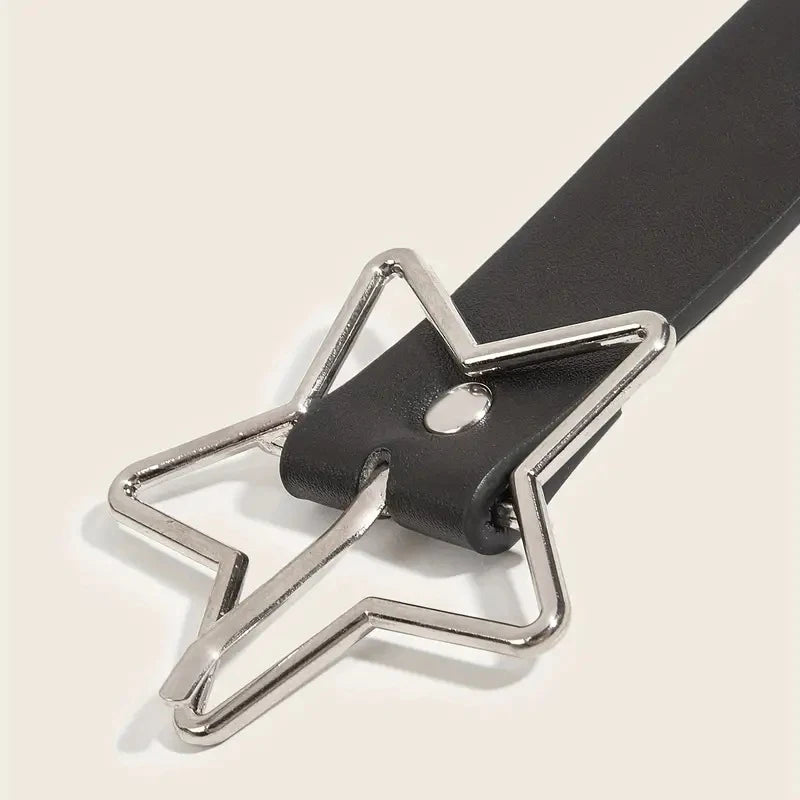 Y2K Punk Goth Star Eyelet Rivet Belt – Unisex PU Leather PU Leather Belt Babs
