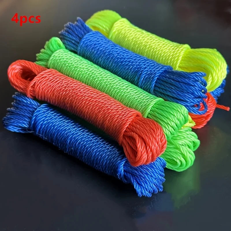 4PCS Nylon Clothesline 10M – Outdoor Wear-Resistant Drying Rope Nylon Clothesline Babs Random Color 4PCS