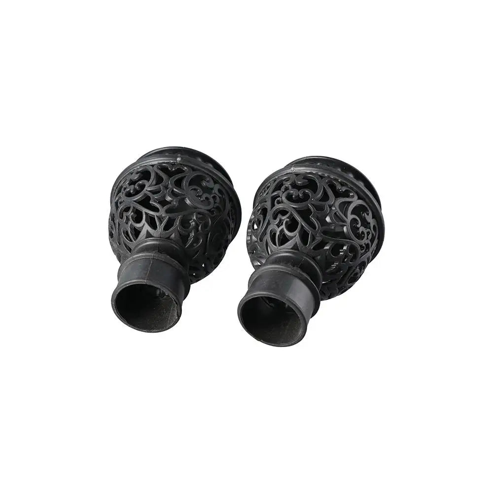 2pcs Decorative Curtain Rod Finials Hollow Out Drapery End Caps Curtain Rod Finials Babs