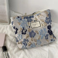Floral Canvas Cosmetic Bag – Large Travel Makeup Storage Pouch Travel Cosmetic Bag Babs Blue
