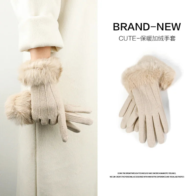 Women's Wool Cashmere Winter Gloves – Touchscreen Warm Knit Winter Knit Gloves Babs