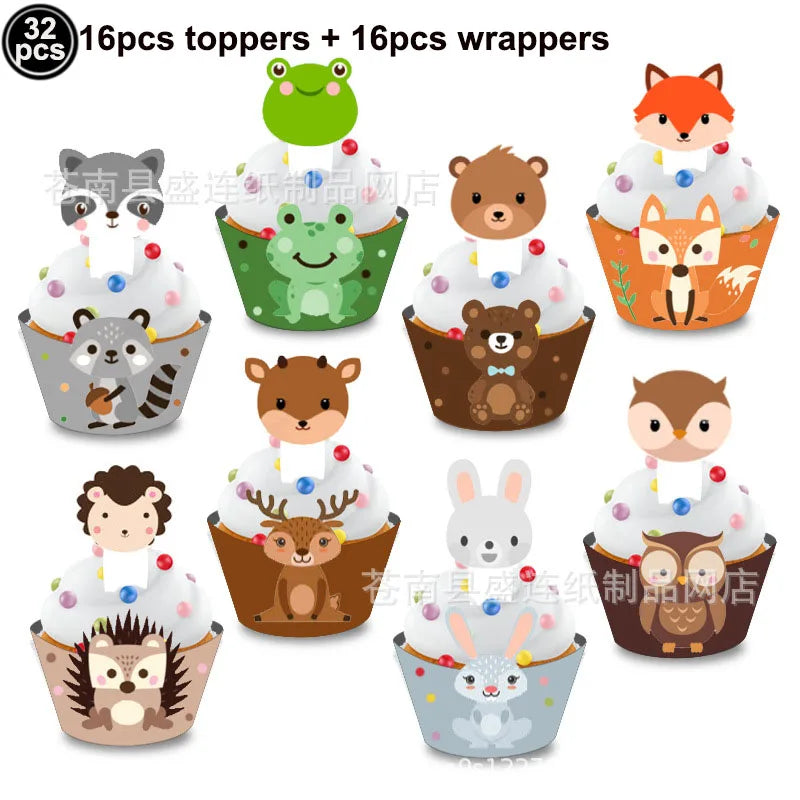 Jungle Safari Animal Cake Toppers & Cupcake Picks – Party Decor Cake Toppers Babs 32pcs cake topper