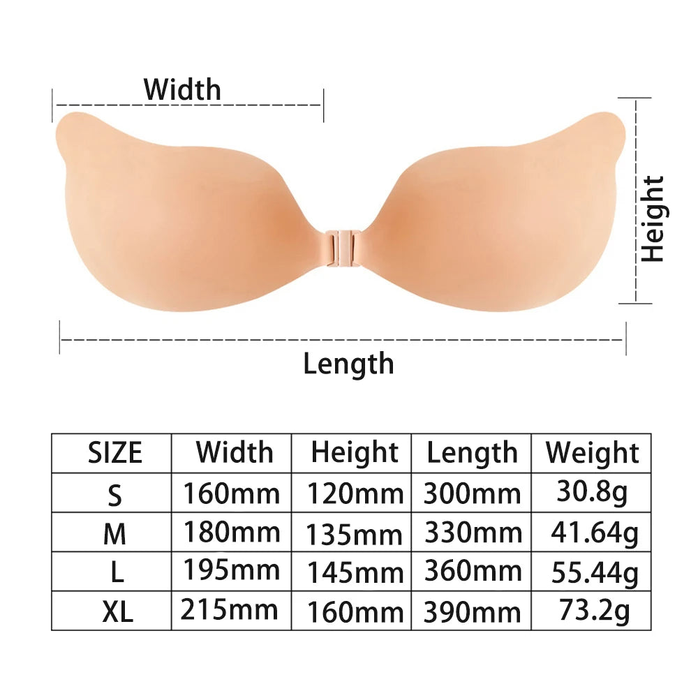 Women's Strapless Sticky Bra – Silicone Push-Up Nipple Cover Adhesive Silicone Bra Babs