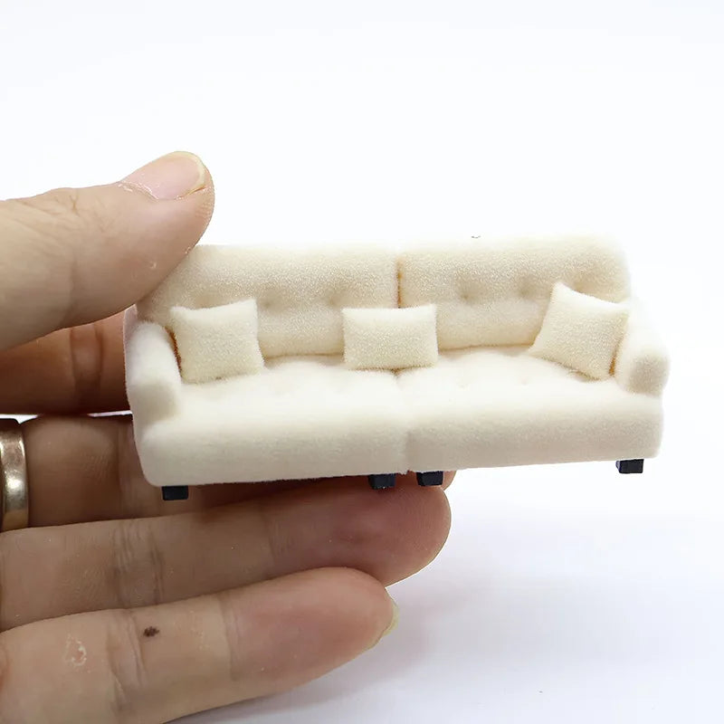 1:25/30 Miniature Dollhouse Sofa – PLA Cream Style Furniture Dollhouse Miniature Furniture Babs