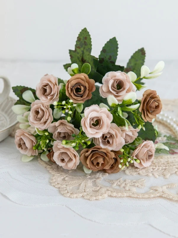 UV-Resistant Artificial Silk Rose Bouquet – Wedding & Home Décor Artificial Flower Bouquet Babs color 8 2 pcs