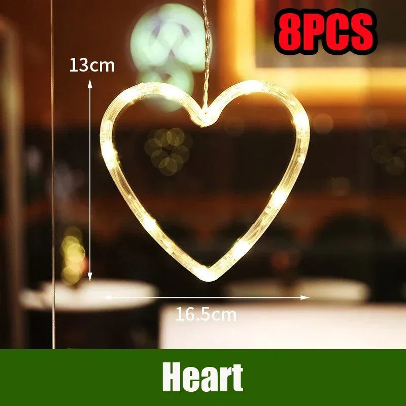 LED Christmas String Lights – Santa Claus Window Suction Cup Christmas String Lights Babs Heart-8pcs