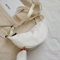 Women's Canvas Shoulder Bag – Lightweight Solid Color Bucket Bag Canvas Shoulder Bag Babs White