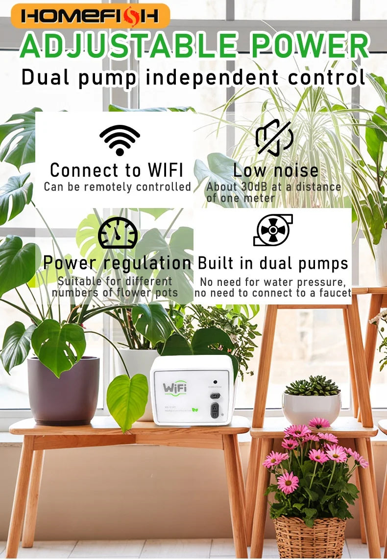 WiFi Smart Dual Pump Auto Plant Irrigation System – Tuya App Smart Irrigation Controller Babs