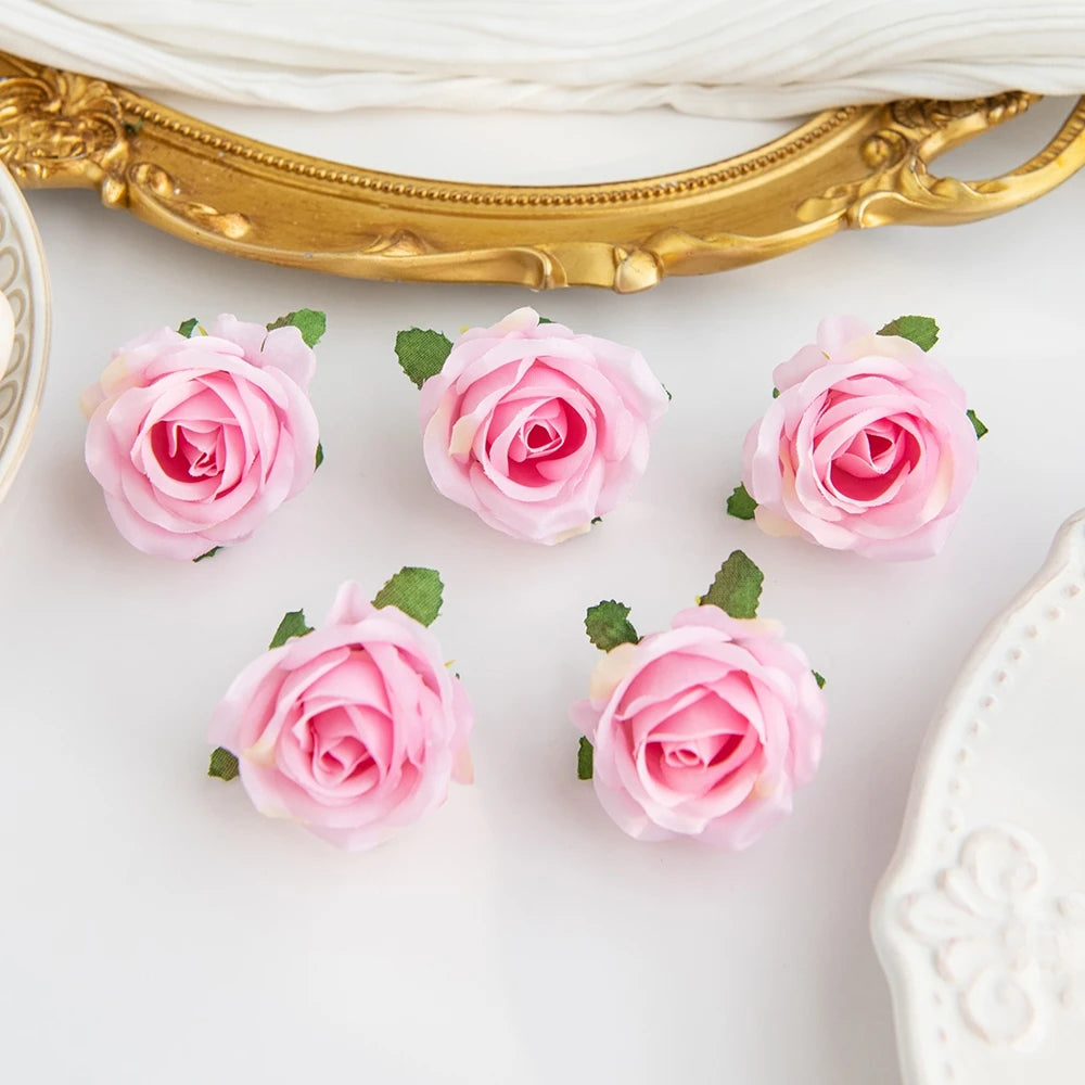 Silk Rose Flower Heads 5/10 Pcs – Wedding & DIY Decor Artificial Silk Flowers Babs Pink 10 pcs