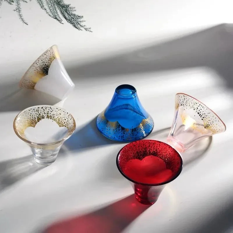 Japanese Mount Fuji Sake Glass – Gold Foil Tea & Cocktail Cup Sake Glass Cup Babs