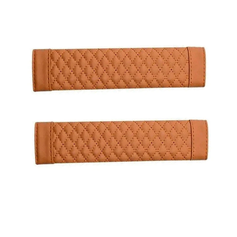Universal PU Leather Car Seat Belt Cover Shoulder Pad Cushion Seat Belt Cover Babs Brown-2Pcs
