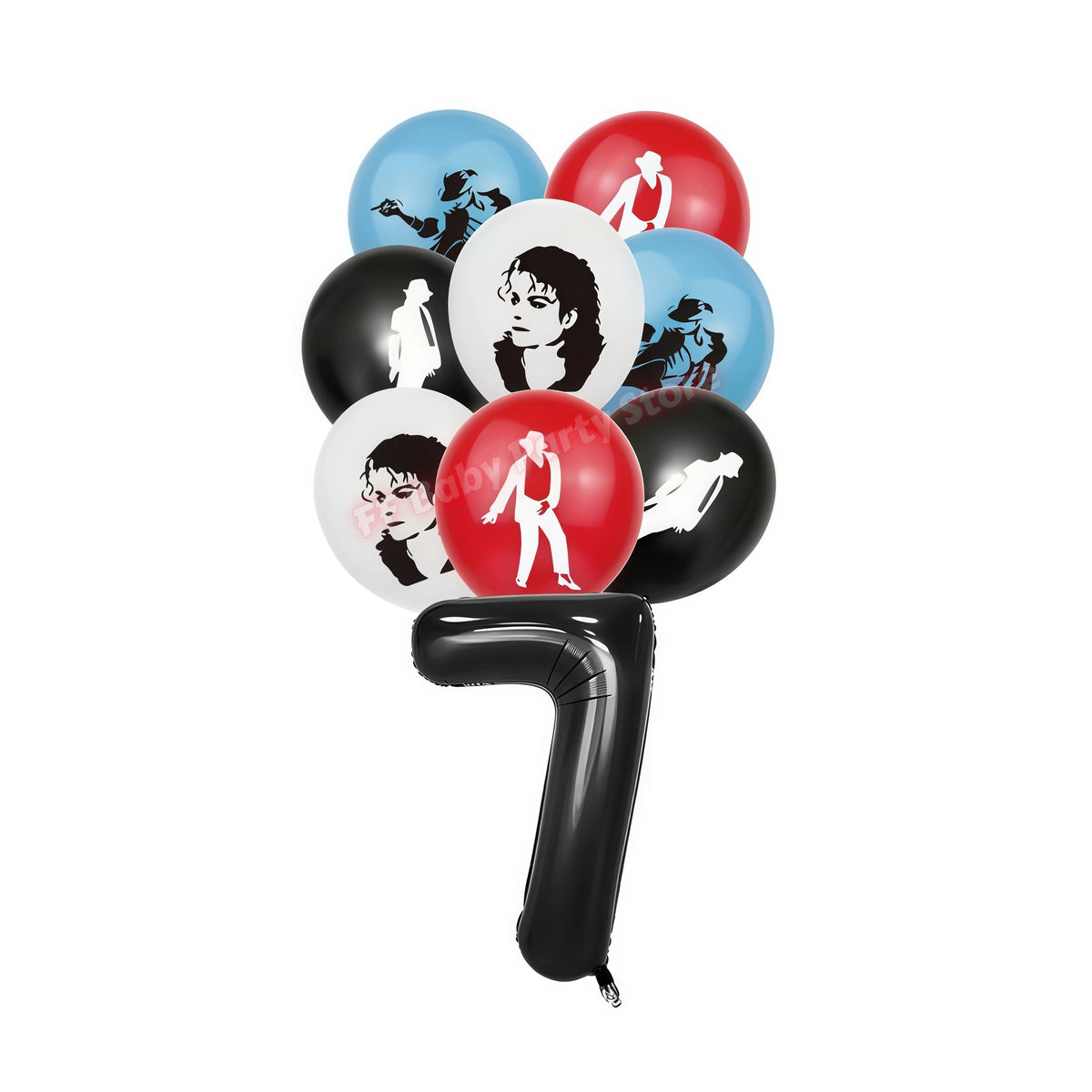 MJ Pop King Birthday Party Decorations – Balloon, Banner & Topper Party Decoration Set Babs 17pcs Number-7