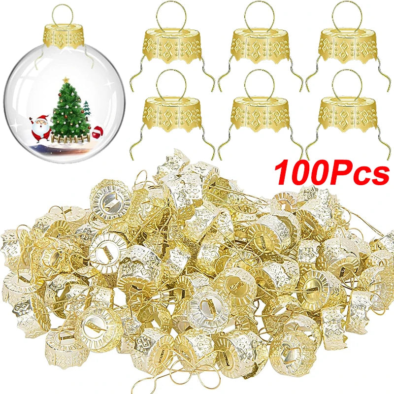 Christmas Ornament Caps & Hanger Strings – 50/100/200 Pcs Ornament Caps & Hangers Babs 100pcs gold cap 14mm