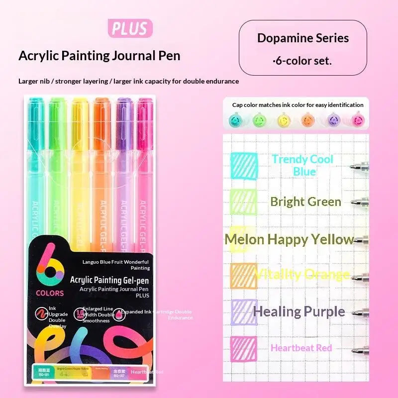 6-Color Gel Pen Set – Acrylic Painting & Writing Markers Gel Pen Set Babs A15