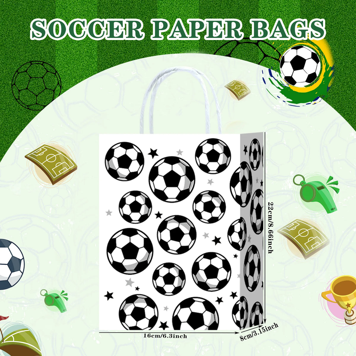 Soccer Party Bags with Handles | Kraft Treat Bags 5/10/20 Pcs Party Favor Bags Babs A 5 Pcs