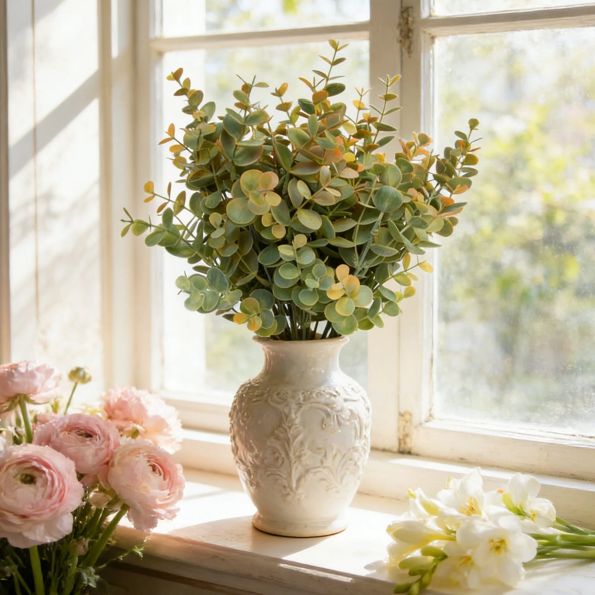 Artificial Eucalyptus Branch | Fake Green Leaves Home Decor Artificial Plant Branch Babs