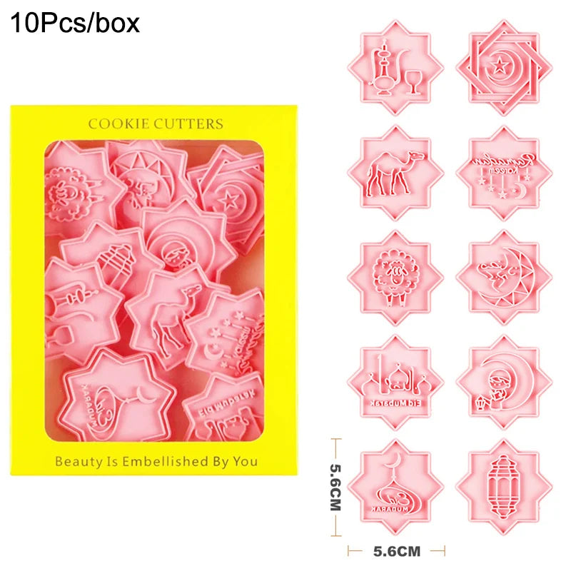 Ramadan Eid Cookie Cutters Set – 8/10Pcs Islamic Baking Molds Cookie Cutter Set Babs 10pcs-A