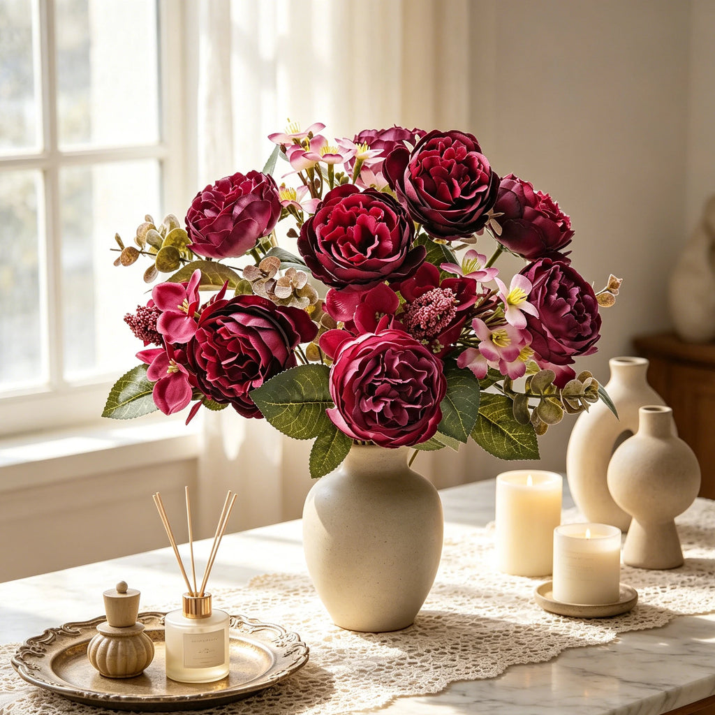 Artificial Silk Peony Flowers – Wedding & Home Décor Stems Artificial Silk Flowers Babs